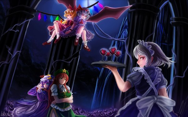Anime picture 1998x1247 with touhou flandre scarlet remilia scarlet izayoi sakuya patchouli knowledge hong meiling highres wide image girl