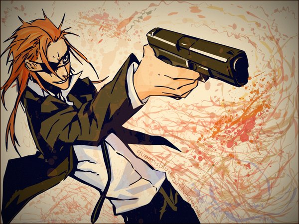 Anime picture 1600x1200 with dogs: bullets & carnage david production badou nails miwa shirow official art boy gun eyepatch