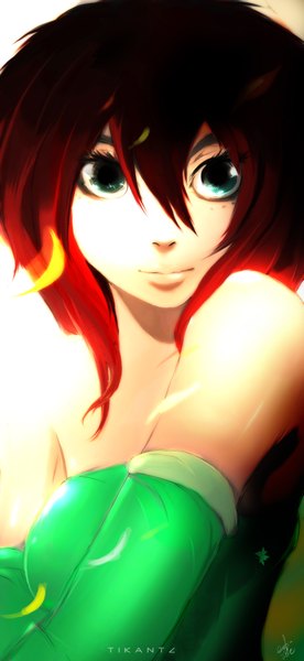 Anime picture 1521x3300 with original ibroid (artist) single long hair tall image looking at viewer blue eyes multicolored hair aqua eyes light smile lips gradient hair girl