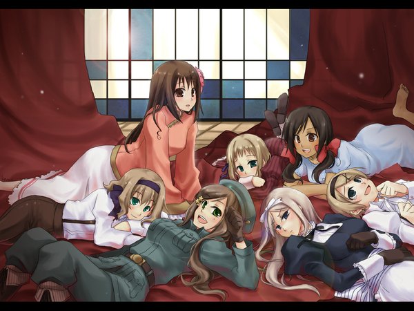 Anime picture 1024x768 with axis powers hetalia studio deen belarus (hetalia) taiwan (hetalia) hungary (hetalia) liechtenstein (hetalia) ukraine (hetalia) seychelles (hetalia) belgium (hetalia) group