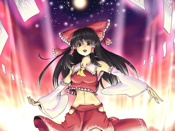 Anime picture 1024x768 with touhou hakurei reimu wallpaper girl skirt skirt set aryus