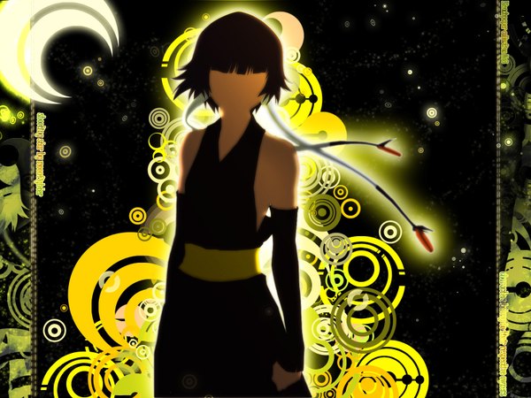 Anime picture 1600x1200 with bleach studio pierrot soifon kubo tite third-party edit yellow background silhouette