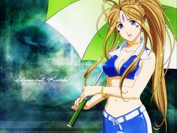 Anime picture 1600x1200 with aa megami-sama anime international company belldandy racequeen umbrella