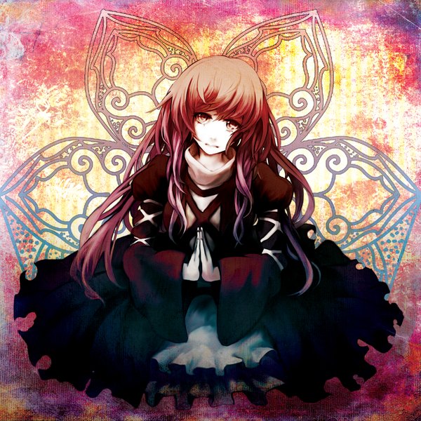 Anime picture 2000x2000 with touhou hijiri byakuren eruza single long hair looking at viewer highres brown hair brown eyes multicolored hair gradient hair praying girl dress