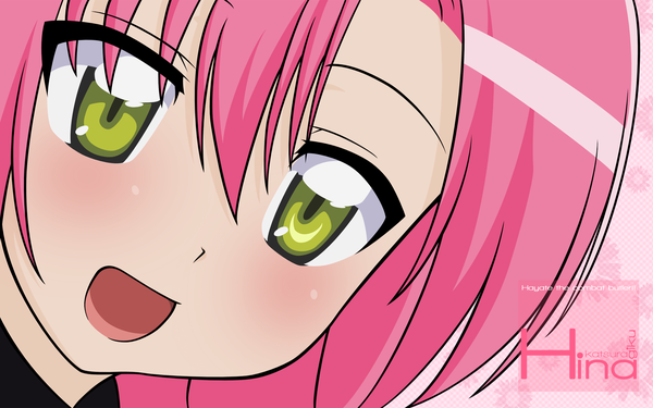 Anime picture 1920x1200 with hayate no gotoku! katsura hinagiku blush highres open mouth wide image green eyes pink hair close-up pink background face vector girl