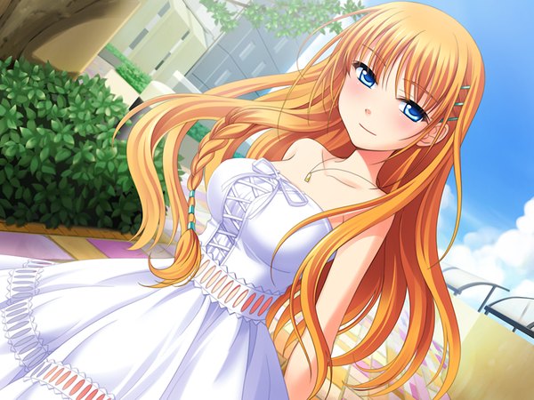 Anime picture 1200x900 with sugar+spice 2 (game) long hair blue eyes blonde hair game cg girl dress white dress
