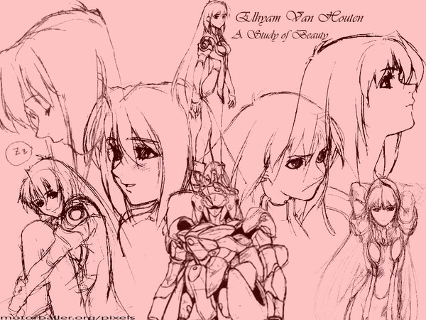 Anime picture 1024x768 with xenogears elhaym van houten monochrome sketch