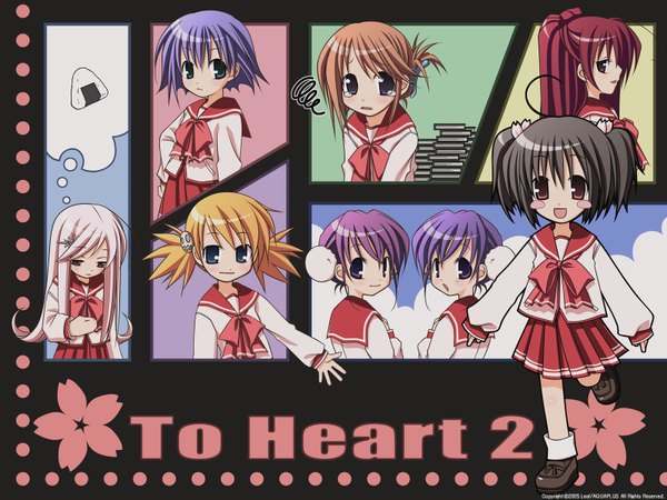 Anime picture 1600x1200 with to heart 2 leaf (studio) kousaka tamaki komaki manaka yuzuhara konomi lucy maria misora tonami yuma himeyuri sango sasamori karin himeyuri ruri chibi