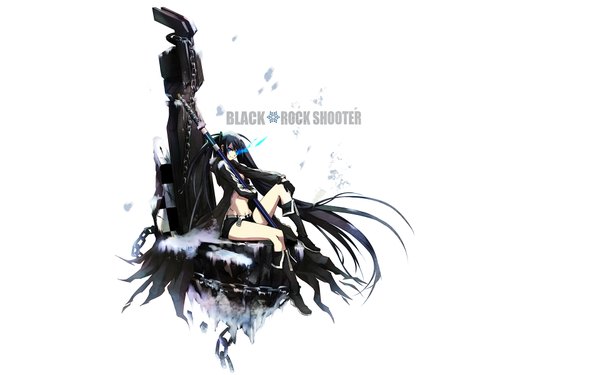 Anime picture 1920x1200 with black rock shooter black rock shooter (character) highres wide image white background