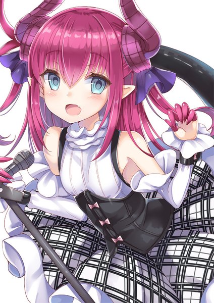 Anime picture 600x849 with fate (series) fate/grand order fate/extra fate/extra ccc elizabeth bathory (fate) (all) elizabeth bathory (fate) yuzu-aki single long hair looking at viewer blush fringe open mouth blue eyes simple background hair between eyes white background bare shoulders payot pink hair