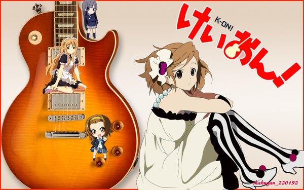 Anime picture 1680x1050 with k-on! kyoto animation akiyama mio hirasawa yui kotobuki tsumugi tainaka ritsu wide image white background guitar