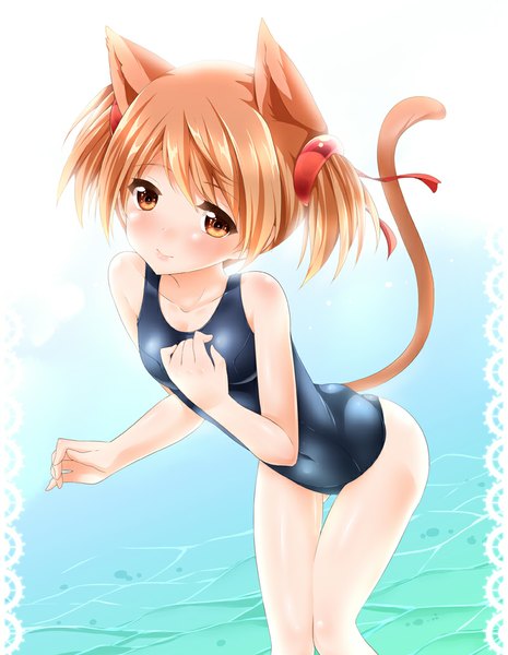 Anime picture 800x1032 with sword art online a-1 pictures silica s-ram tall image looking at viewer blush short hair light erotic brown hair brown eyes animal ears tail animal tail cat ears cat girl cat tail loli girl hair ornament
