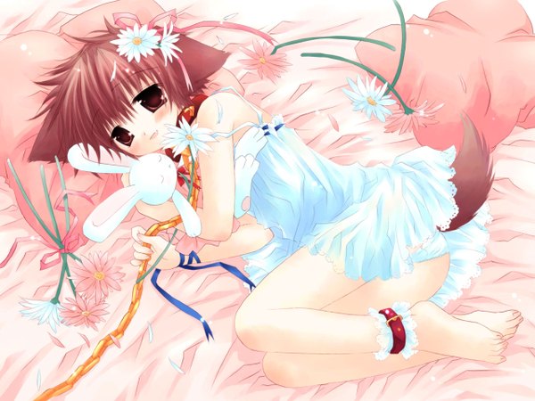 Anime picture 1280x960 with pure pure hinata sakurazawa izumi light erotic dog girl girl chain collar
