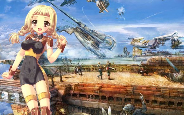 Anime picture 1280x800 with final fantasy final fantasy xii square enix penelo light erotic wide image aircraft airship