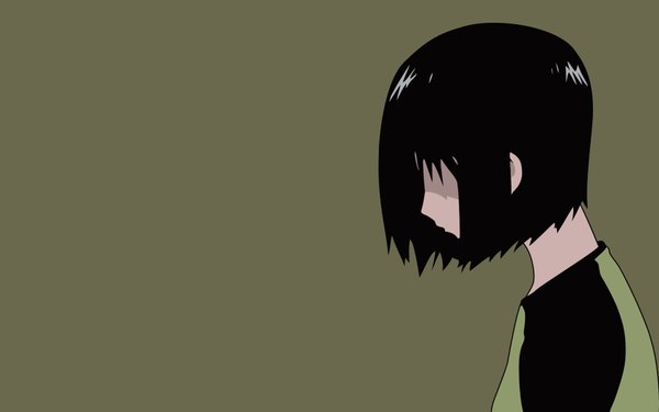 Anime picture 1680x1050 with nhk ni youkoso gonzo nakahara misaki single short hair black hair simple background wide image looking down girl