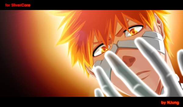 Anime picture 1000x588 with bleach studio pierrot kurosaki ichigo natilokijung single short hair wide image orange hair orange eyes coloring light boy gloves