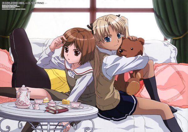 Anime picture 5783x4081 with gunslinger girl madhouse triela henrietta (gunslinger girl) highres multiple girls absurdres girl 2 girls toy stuffed animal