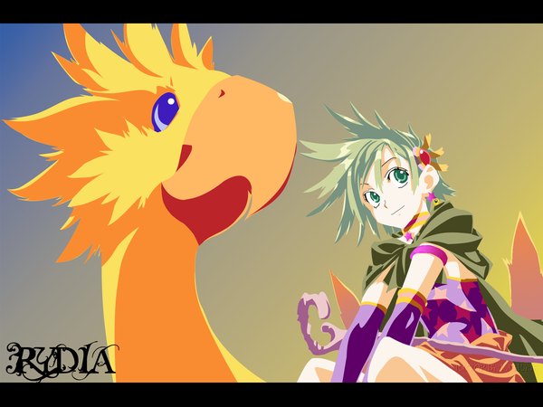 Anime picture 1600x1200 with final fantasy final fantasy iv square enix rydia chocobo girl