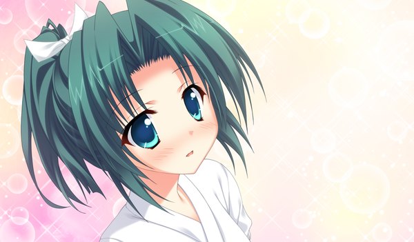 Anime picture 1024x600 with princess evangile blush short hair blue eyes wide image game cg green hair girl