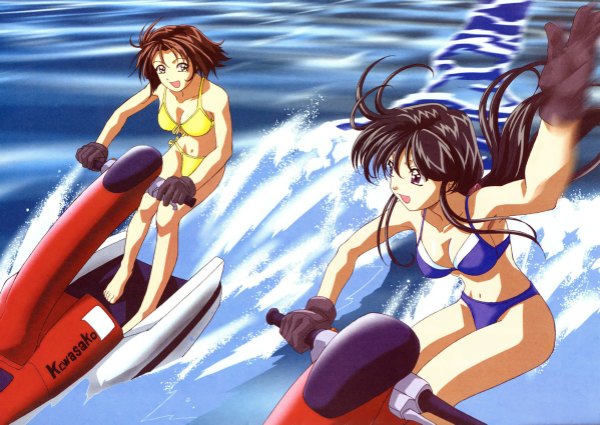 Anime picture 1198x850 with you're under arrest studio deen kobayakawa miyuki tsujimoto natsumi taiho shichauzo swimsuit watercraft jet ski tagme