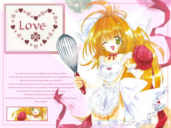 Anime picture 1600x1200 with nanase aoi one eye closed wink apron tagme