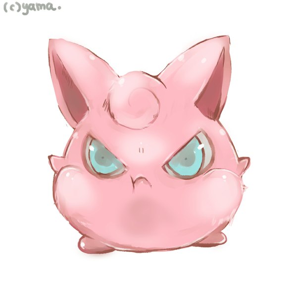 Anime picture 1024x1024 with pokemon nintendo jigglypuff yama (rabbit room) single looking at viewer simple background white background signed aqua eyes no people gen 1 pokemon animal pokemon (creature)