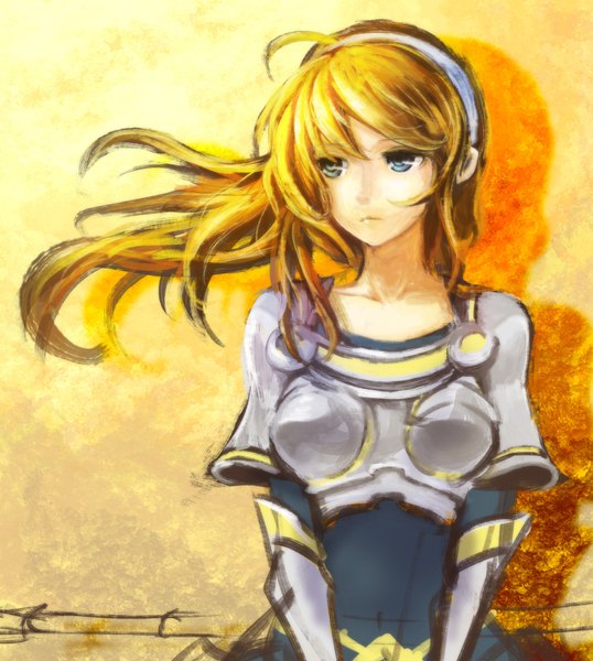 Anime picture 1794x2000 with league of legends lux (league of legends) beanbean1988 single long hair tall image fringe highres breasts blonde hair looking away aqua eyes girl hairband