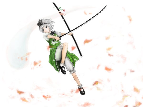 Anime picture 1280x960 with touhou konpaku youmu myon ghost girl dress sword hairband sheath daizu (pixiv449480)