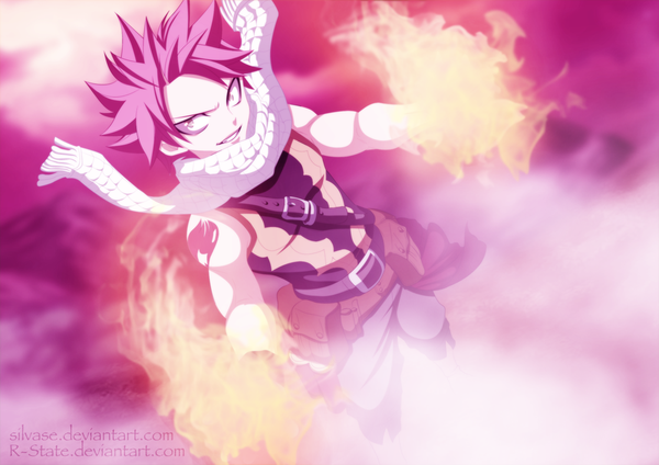 Anime picture 1000x707 with fairy tail natsu dragneel raaa-kun single short hair smile pink hair from above grey eyes tattoo sleeveless coloring magic muscle boy scarf fire fanny pack