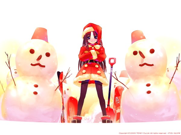 Anime picture 1280x960 with satoyasu christmas winter snow girl snowman