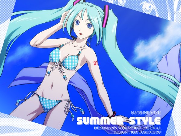 Anime picture 1280x960 with project diva vocaloid hatsune miku girl swimsuit
