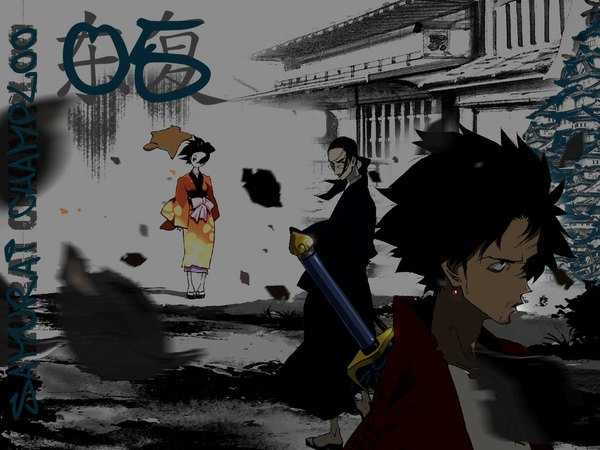 Anime picture 1024x768 with samurai champloo mugen (samurai champloo) jinnosuke fuu (samurai champloo) boy