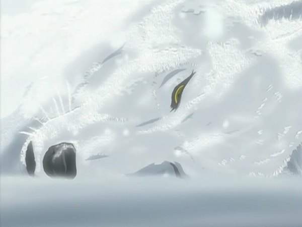 Anime picture 1024x768 with wolfs rain studio bones kiba lying on side snow no people animal wolf