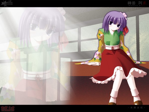Anime picture 1600x1200 with touhou hieda no akyuu side b zoom layer transparent girl