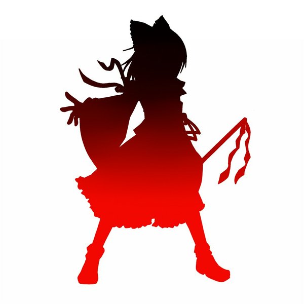 Anime picture 1000x1000 with touhou hakurei reimu kokuten (weaksound) single short hair simple background white background long sleeves silhouette girl dress bow ribbon (ribbons) hair bow