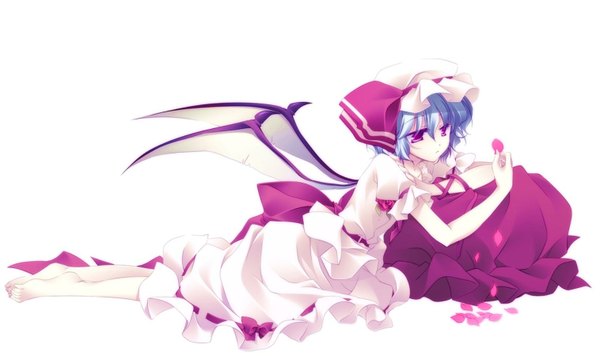 Anime picture 1515x900 with touhou remilia scarlet wide image white background girl skirt wings skirt set