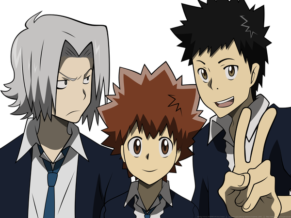 Anime picture 2560x1920 with katekyou hitman reborn sawada tsunayoshi gokudera hayato yamamoto takeshi highres transparent background boy