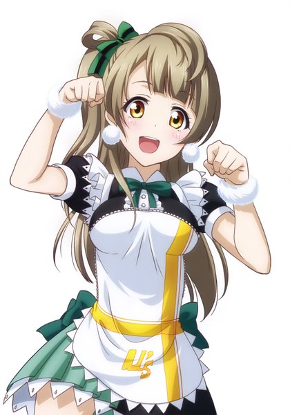 Anime picture 2142x3063 with love live! school idol project sunrise (studio) love live! minami kotori inou shin single long hair tall image looking at viewer blush highres open mouth simple background white background brown eyes grey hair scan one side up girl dress