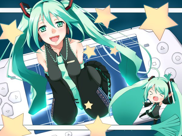 Anime picture 1200x900 with project diva vocaloid hatsune miku koyoi mitsuki garakuta omocha girl psp