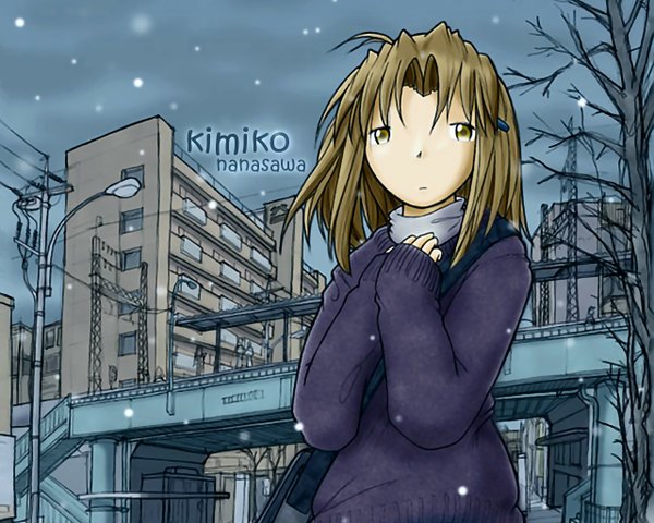 Anime picture 1280x1024 with megatokyo nanasawa kimiko fred gallagher snowing winter tagme