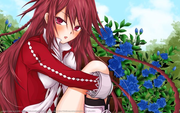 Anime picture 1920x1200 with pandora hearts xebec alice (pandora hearts) blush highres wide image red hair very long hair pink eyes