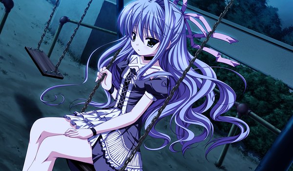 Anime picture 1536x900 with cure mate club (game) blue eyes wide image game cg purple hair girl