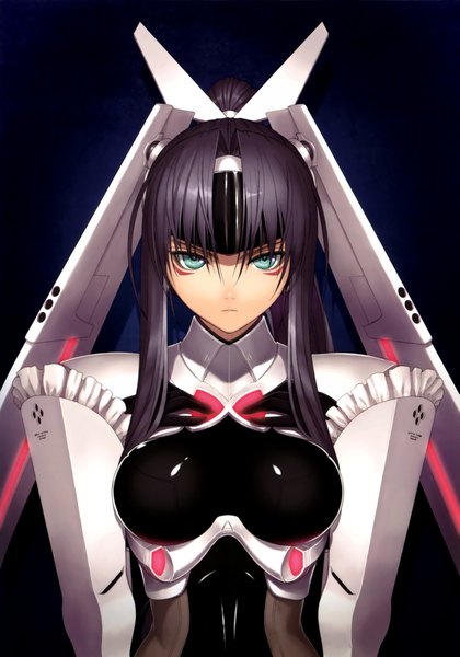 Anime picture 3265x4668 with shining (series) shining hearts phantom queen ex-xecty tony taka long hair tall image looking at viewer highres blue eyes black hair absurdres scan girl android