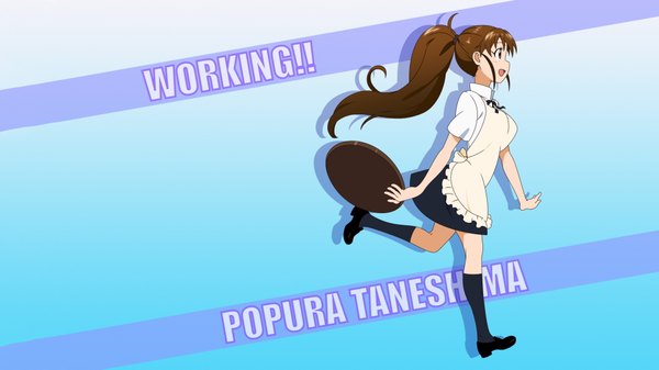 Anime picture 1920x1080 with working!! a-1 pictures taneshima popura highres brown hair wide image brown eyes full body maid