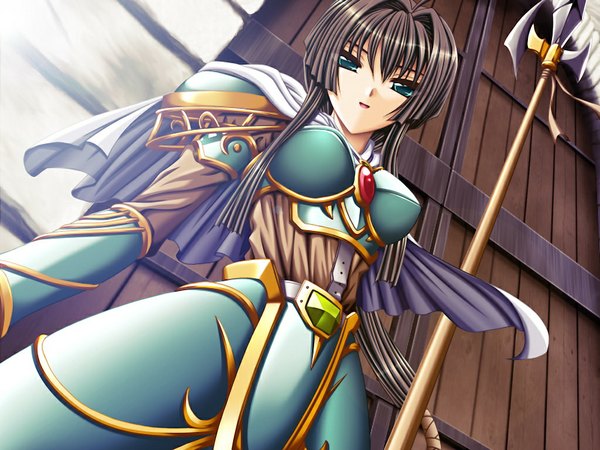 Anime picture 1024x768 with princess general 2 (game) brown hair green eyes game cg girl