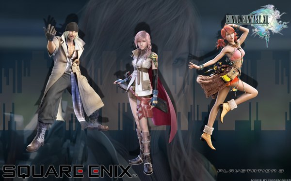 Anime picture 1680x1050 with final fantasy xiii lightning farron oerba dia vanille snow villiers wide image realistic