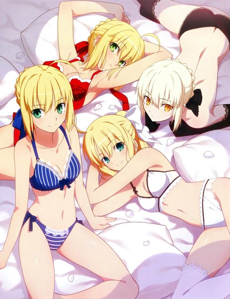 Anime picture 3521x4562 with fate (series) fate/stay night fate/zero fate/extra fate/unlimited codes studio deen type-moon artoria pendragon (all) saber nero claudius (fate) (all) saber alter nero claudius (fate) saber lily takeuchi takashi tall image looking at viewer fringe highres breasts light erotic