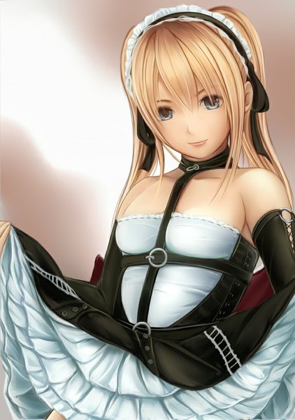 Anime picture 704x1000 with dead or alive dead or alive 5 marie rose nannacy7 single long hair tall image looking at viewer blue eyes blonde hair twintails bare shoulders girl dress gloves elbow gloves headdress