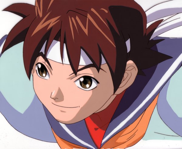Anime picture 1828x1500 with street fighter kasugano sakura highres short hair smile brown hair brown eyes close-up girl serafuku hairband cell