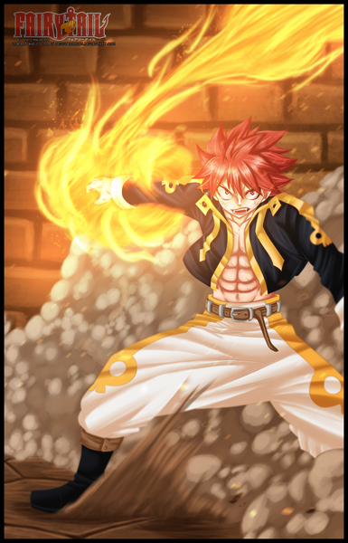Anime picture 1672x2600 with fairy tail natsu dragneel designerrenan single tall image short hair open mouth red eyes red hair inscription coloring magic smoke muscle angry boy vest fire